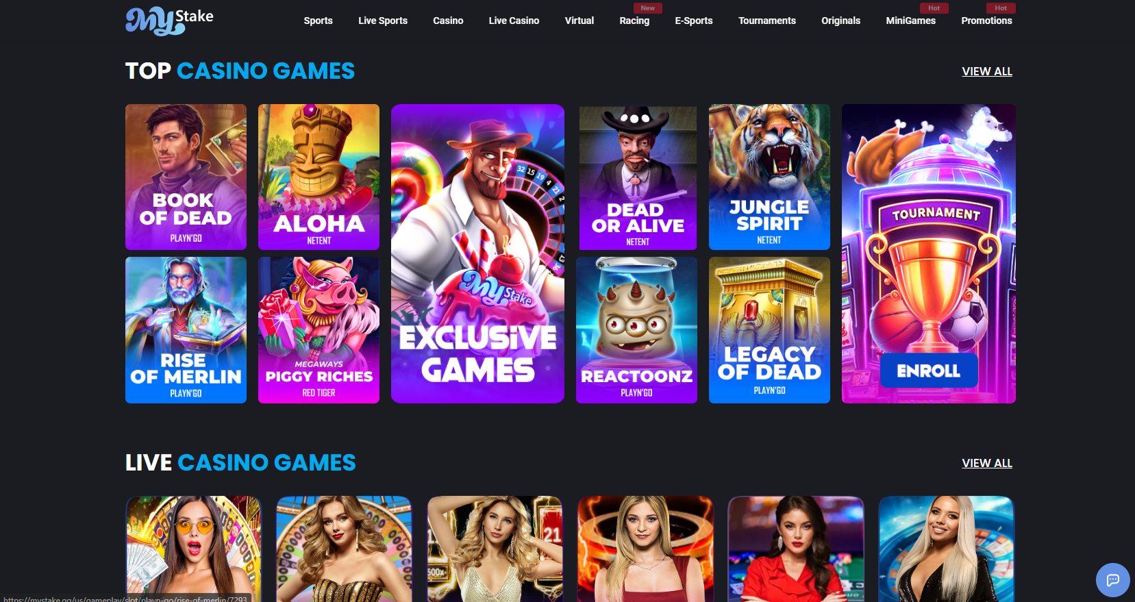 MyStake Casino Screenshot